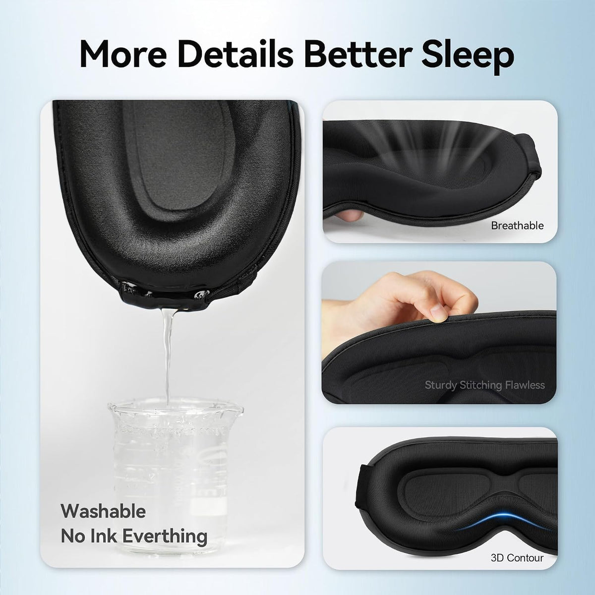 Blackout Sleep Mask, Weighted 3D Eye Mask for Men, Sleep Essential