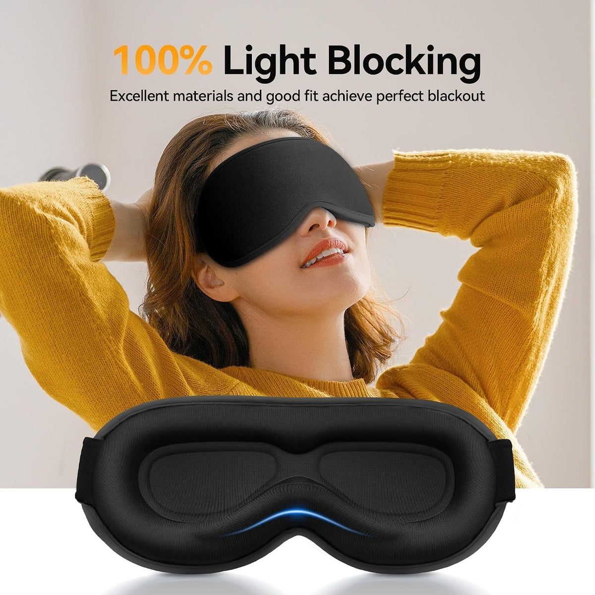 Blackout Sleep Mask, Weighted 3D Eye Mask for Men, Sleep Essential